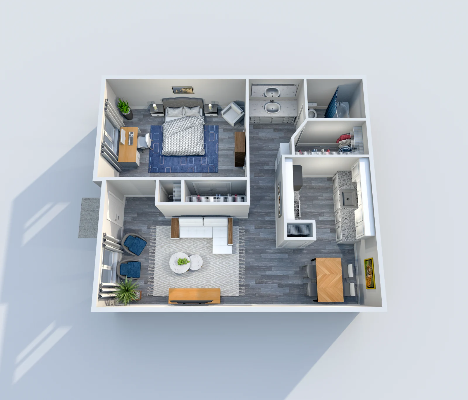 Marina Club — floor plan, Plan A3 · 1 bed · 1 bath · 676 sq ft
