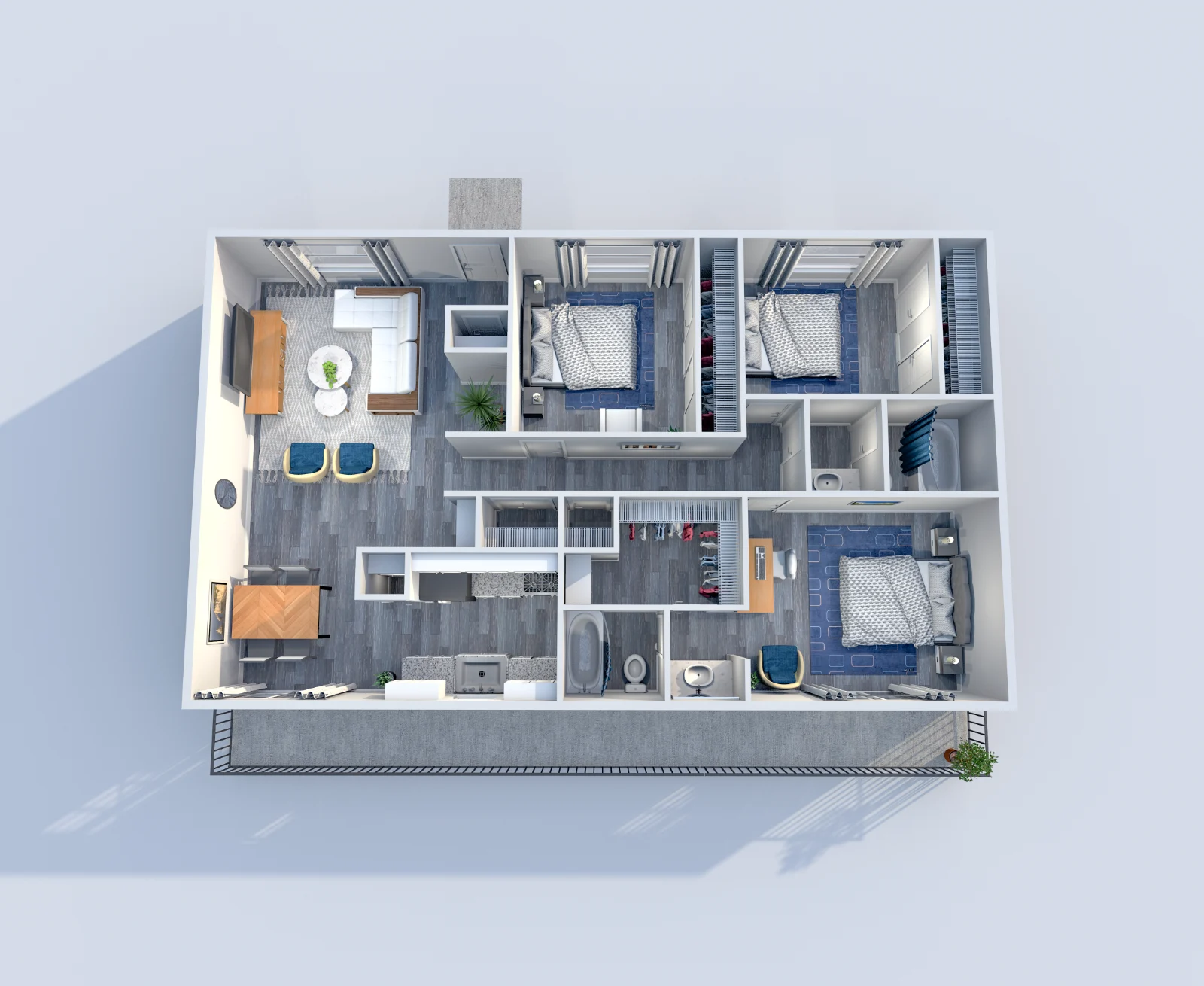Marina Club — floor plan, Plan C1 · 3 bed · 2 baths · 1,363 sq ft
